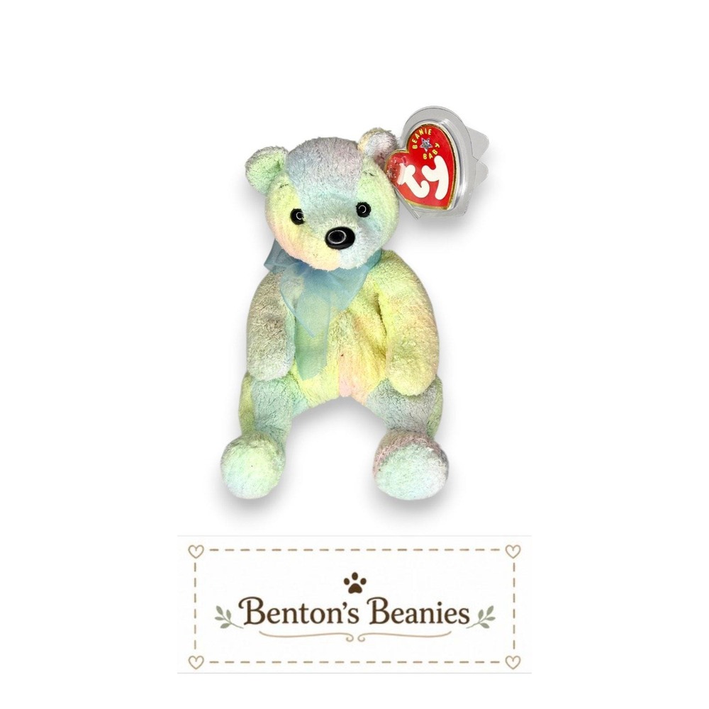 Mellow the Bear Ty Beanie Buddy | Colorful Daydreamer 🌈 | Mint Heart Tag ⭐